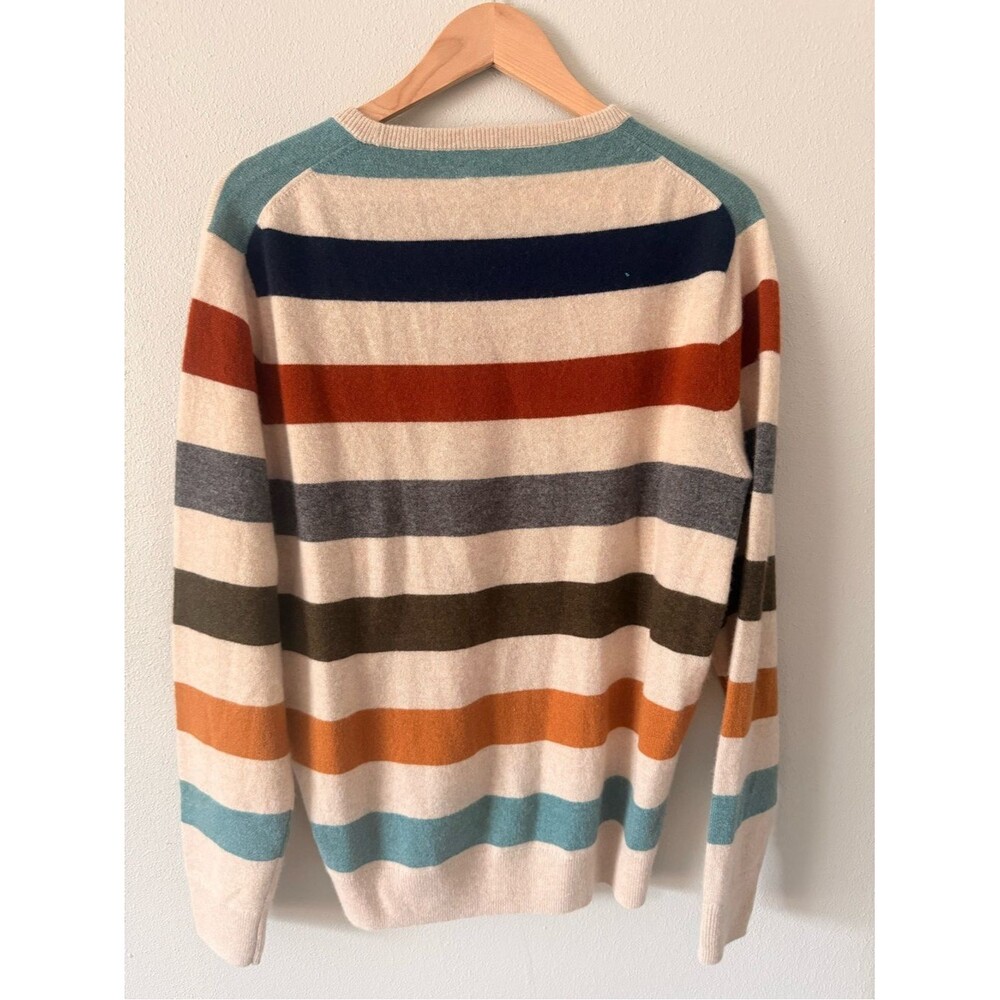 J. Crew Multicolor Striped Crewneck Sweater - 100 cashmere size L EUC - Picture 4 of 6